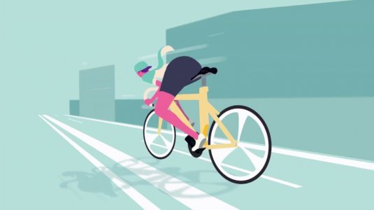 Animation of a cyclist moving fast